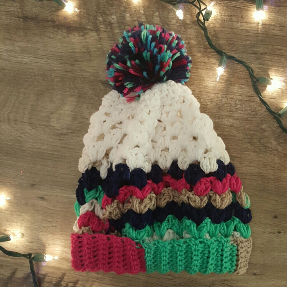 Multicolor Beanie with pom-pom
